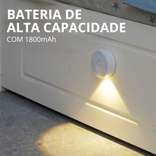 Kit 2 Luminária Led Noturna Sensor fotocelula movimento Motion ímã Recarregável USB Sem Fio usual es