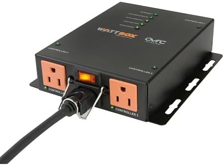 Compact 300 Series IP Power Line Conditioner, 3 Outlets, 12A Current Rating, 120V AC, Black, Model WB-300-IP-3