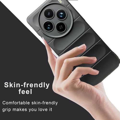 Image of A rtistque Liquid Silicone Stripes Back Cover Case for Vivo X100 5G with Camera Protection | with Inner Fabric | Anti Slip Grip | AirBag Case - Black