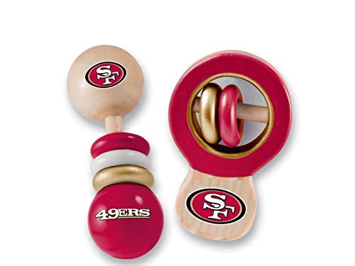 Image of Baby Fanatic Wood Rattle 2 Pack - NFL San Francisco 49ers - Officially Licensed Baby Toy Set
