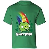 ANGRY BIRDS Official Piggy Bank Coin Printed Short Sleeve 100% Cotton T-Shirt for Boys, Girls, Unisex Kelly Green