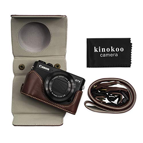 kinokoo - Funda de piel sintética para Canon PowerShot G7 X Mark II/G7X Mark III, funda protectora para cámara Canon G7X III/GX II (café)