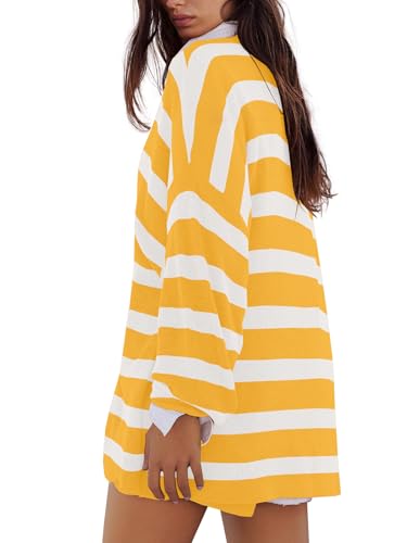 Image of Panadila Womens Striped Sweater Set Oversized Lounge Sets Matching Pajamas Long Sleeve Sweater Top and Shorts