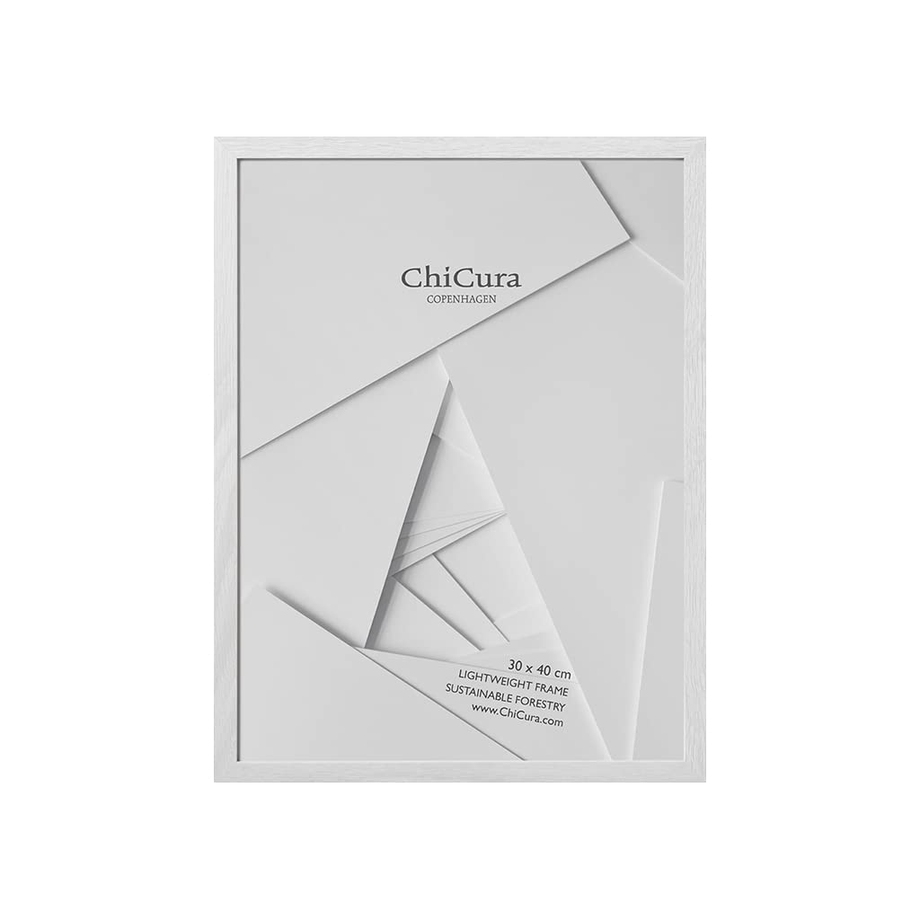 ChiCura Wooden 30x40cm Frame White (Hard Wood) | 16x12 Inch Picture Frame Acrylic | Beautiful White Picture Frames for Photos Posters Pictures Art | Frame for Wall Home Office