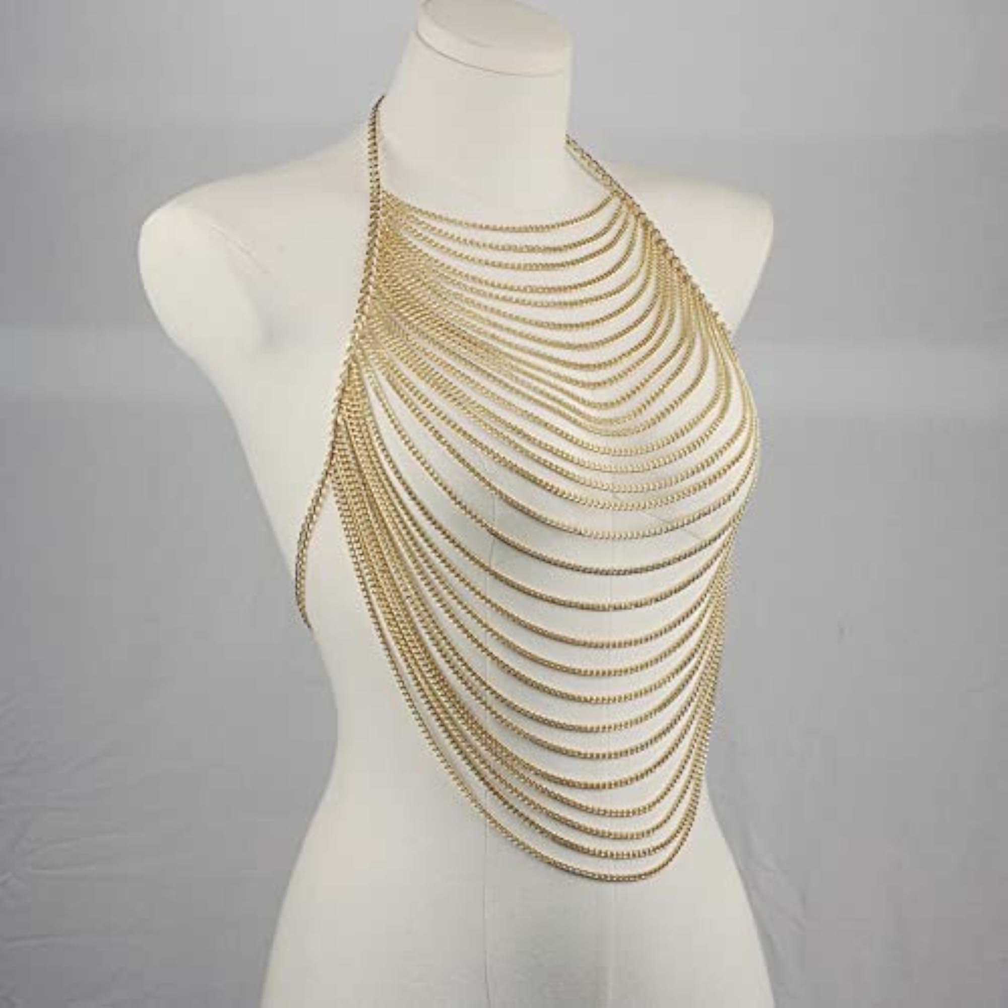 Women's Multi-Layer Gold Body Chain Necklace, Sexy Accessory