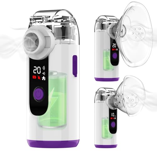 Hand-held Nebulizer for Respiratory System, Portable Nebulizer with Self-Clean Mode, Rechargeable Nebulizer for Home Office Travel