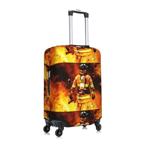 Suitcase Cover For Luggage Firefighter Fireman Flame Print Elastic Washable Stretch Travel Luggage Covers Protector Cover3