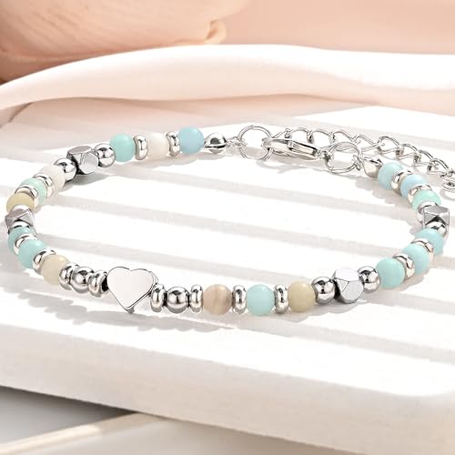 Image of Gifts for Teen Girls, Moonstone Beaded Bracelets with Gift Card, Inspirational Christmas Birthday Graduation Galentines Day Gifts for Daughter Granddaughter Niece Sister Bestie