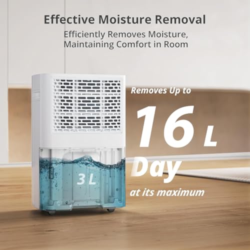 Image of HINISO 16L Smart WiFi Compressor Dehumidifier for Home, Bedroom & Basement up to 3200 Sq.ft with Built-in Ionizer Air Purifier, 3.2L Tank, Clothes Drying Mode, Auto Defrost & Quiet Operation