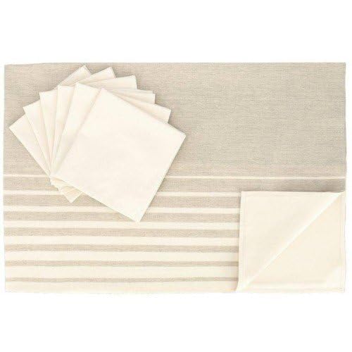 Horizon var. 14503 beige nappe avec des serviettes 8 places Gabel cm 150 x 220