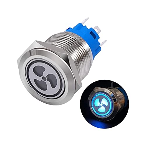 Commutateur de montage 16mm illuminé avec LED bleu 12V pour ventilateur