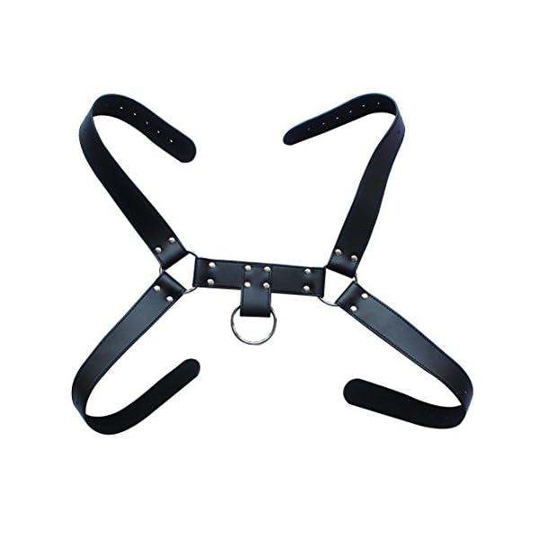 TiaoBug Herren Wetlook Leder Body PU PVC Brust Harness Punk Gothic Party Kostüme Zubehör sexy Sklave Cosplay Bandage… – Bild 8