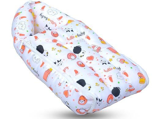 Image of Baby Bed, Sleeping Bag & Carry Nest Cotton|3 in 1 Convertible Portable Bassinet-Nest|Unisex New Born Sleeping Bed for 0-6 Months (Panda Orange)