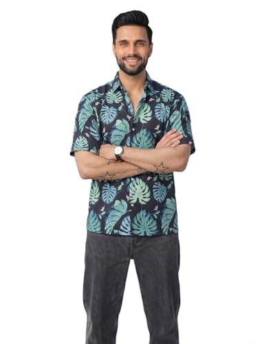 Image of BROWN CULTURE Men's Half Sleeve Relaxed Fit Casual Shirt | Cotton Blend Oversized Shirts for Men | Loose Fit Printed Shirt | Oversized Printed Shirts for Men | Fashionable Casual Wear