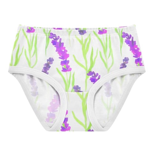 Cotton Toddler Underwear Custom Painted Lavender Green Leaves Cute Panties Girl Bright Underpants Briefs 2t