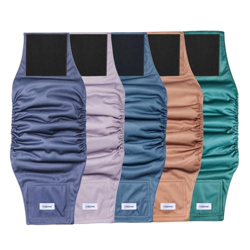 Image of Reusable Dog Diapers Male, Premium Washable Belly Bands for Dogs Small, Pack of 5, High Absorbing Dog Wraps for Doggie & Puppy in Incontinence or Excitable Urination and Training(S)