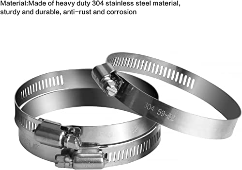 drado Jubilee Hose Clips 59-82mm Stainless Steel Pipe Clamps, 8 Pack Worm Drive Hose Clips, Silver - Image 3