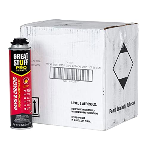 Image of Great Stuff PRO Gaps & Cracks | Gun-Applied Insulating Foam Sealant, 24 oz. - Cream (12 Pack), 341557