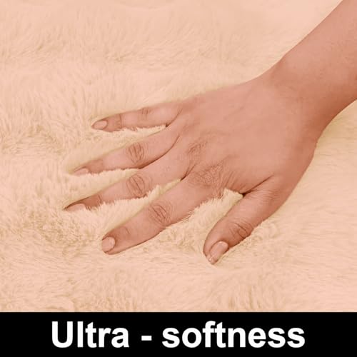 Image of Luxe Home Bubble Rabbit Fur Carpet Super Soft, Washable, Anti Skid Carpets for Home, Bedroom, Livingroom - (3x5 Feet, Peach)