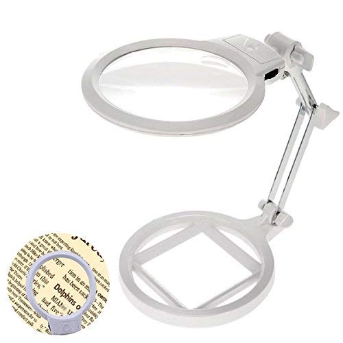 YUHINN Lupa Lupa con Soporte, luz LED, Plegable, Ajustable, ayudas de Lectura de Baja visión para Trabajos de reparación de Cerca, Costura Inspección