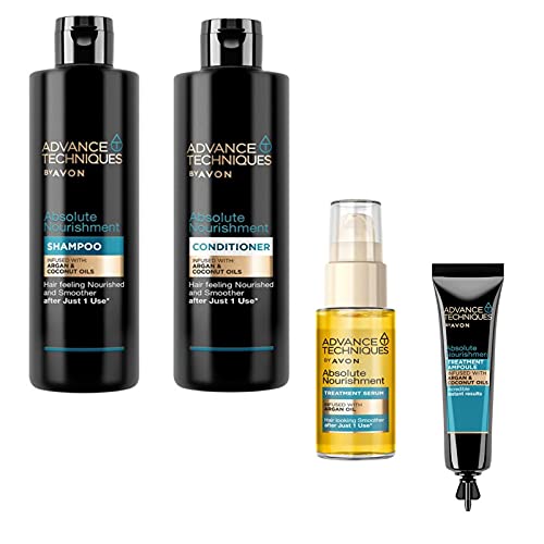 Avon Haarpflegeserie mit Arganöl Absolute Nourishment Shampoo 250ml Conditioner 250ml Pflegeöl 30ml Haarkur Ampulle 15ml für trockenes geschädigtes Haar