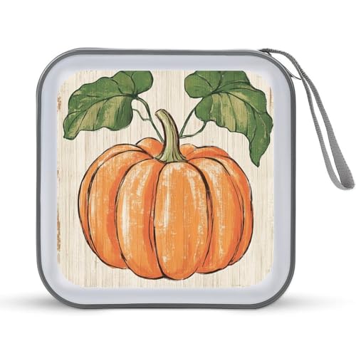 DuduYH Large Pumpkin Retro Style CD Case DVD Storage Case Portable