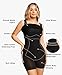 Popilush Party Dresses for Women Mini Slit Built in Shapewear Bra 8 in 1 Square Neck Bodycon Summer Dress for Women Black