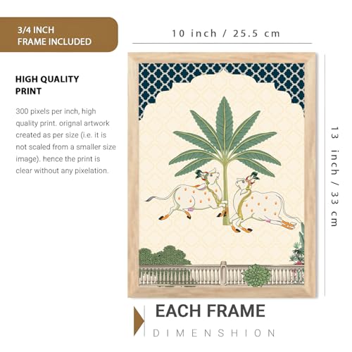 Image of ARTIFLY - Pichwai paintinng framed wall Painting for Living Room Bedroom Office Room Decor - Frame for Home Decor and Wall Decor (Design 5, 10x13 inch, Standard Packaging)