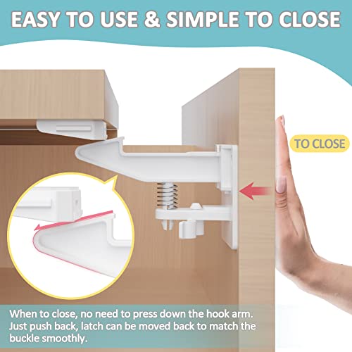 10 Pack Child Proof Cabinet Locks, Upgraded Child Safety Cabinet Latches Invisible With Deactivated Mode, Enlarged 3M Tape, Extra Long Baby Safety Drawer Latches, Fit For Most Cabinets And Drawers #TOP5