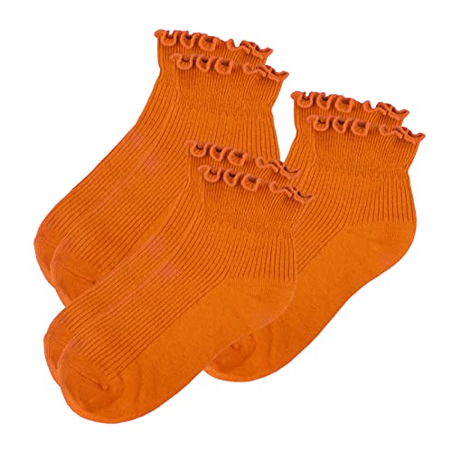 Image of Womens Ankle Casual Socks Lace Ruffle Low Cut Knit Cotton Lettuce Socks for Women Girls