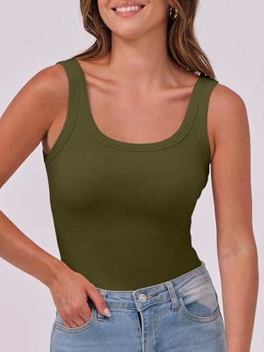Image of ANRABESS Womens Sleeveless Scoop Neck Tank Top Ribbed Fitted Summer Basic Slim Cute Tops 2026