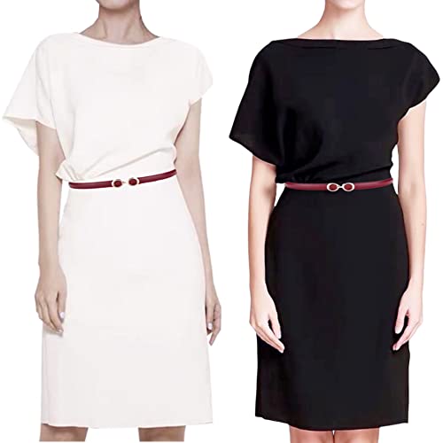 Women's Dress Belt Skinny Slim Soft Genuine Leather Belts Smooth Gold Buckle Adjustable 22"-36" Waistband3