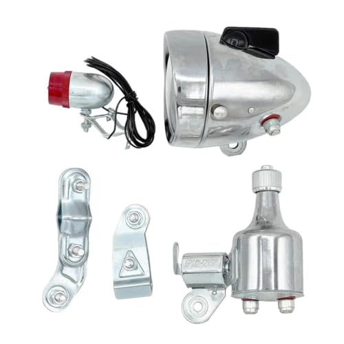Dínamo 12V 6W con faro y luz trasera para bicicleta motorizada