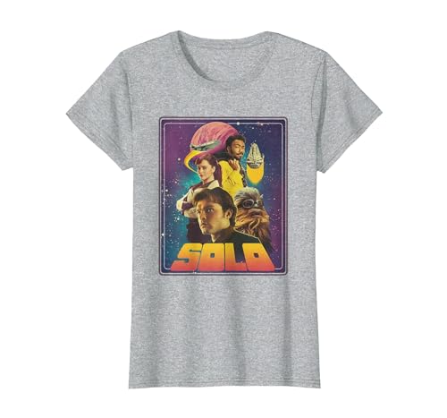 Star Wars Han Solo Movie Four Heroes Poster T-Shirt, Women, Heather Grey, X-Small