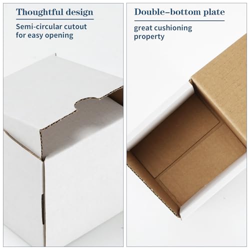 Image of ZBEIVAN 3x3x3 White Shipping Boxes Set of 50, Corrugated Cardboard Mailer Boxes for Packaging Small Business Mailing Gifts