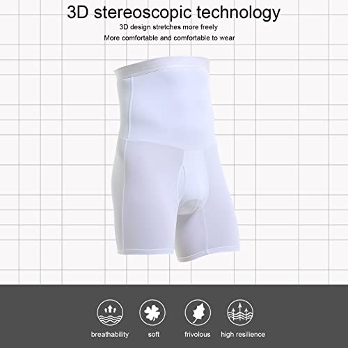 Telewee Men Tummy Control Shorts High Waist Underwear Slimming Shapewear Body Shaper Leg Boxer Briefs… (White, Medium) #TOP6