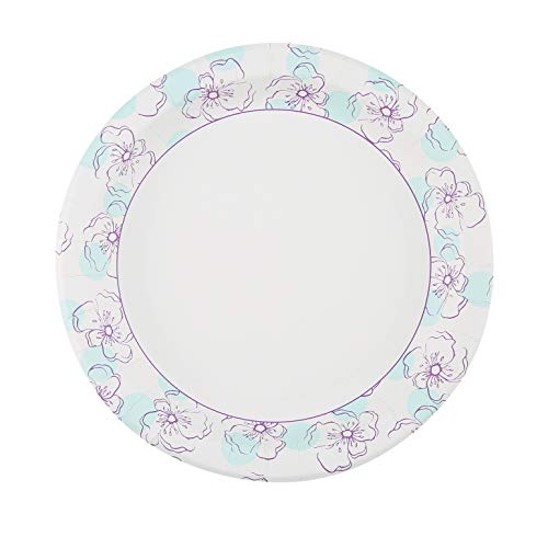 Glad Round Disposable Paper Plates 10 in, Blue Flower|Soak Proof, Cut Proof, Microwave Safe Heavy Duty Paper Plates 10"|50 Count Bulk Paper Plates, Paper Plates 10 Inch, Bulk for Parties and Occasions