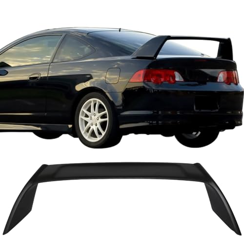 IKON MOTORSPORTS, Trunk Spoiler Compatible with 2002-2006 Acura RSX DC5, Type R TR Style Unpainted Black ABS Plastic Rear Trunk Lid Spoiler Wing Lip 3PCS