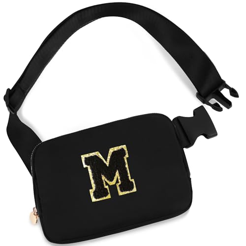 Uygafly Gifts for Girls Kids,Initial Fanny Pack Crossbody Purse Black,M