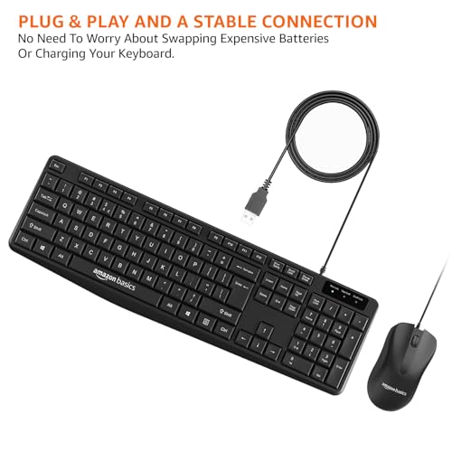 Amazon Basics Wired Keyboard and Mouse Combo l 1200 DPI l for Windows, Mac OS Computer - Image 2