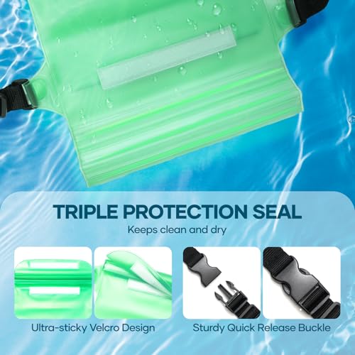 Image of Waterproof Bag for Beach, Waterproof Pouch for Phone Passport Purse, Fanny Packs for Women, Floating Dry Bags for Cruise Ship Travel Water Park Surfing Boating Fishing Kayaking Pool Accessories