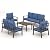UDPATIO Aluminum Patio Furniture Set, 7-Seat Outdoor Conversation Set with Coffee Table and Water Resistant Cushions, Modern Patio Sectional Sofa for Porch, Deck, Backyard, Navy