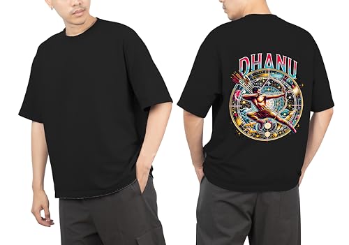 Image of Men's Zodiac Sign Printed Oversized Cotton T-Shirt
