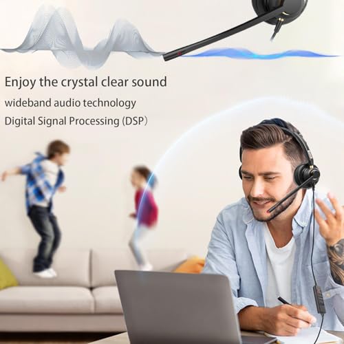 Image of Arama USB Headset with Microphone for PC, Computer Headset with Microphone, Noise Cancelling Adjustable Volume Control Lightweight, for Laptop Business Skype UC Webinar Call Center Office