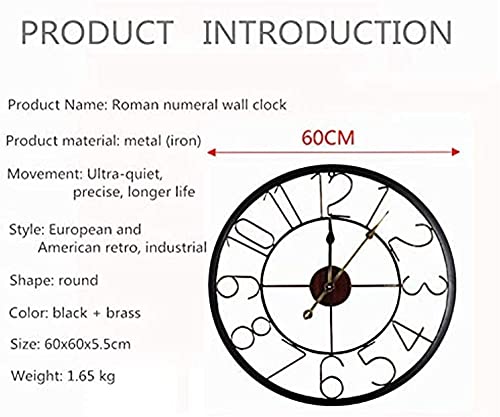Modern Minimalist Wall Clock Hollow Kitchen Decoration Iron Art 3D Wall Clock Creative Metal Round Digital Clock Watch Handmade Metal Art Cast Iron Wall Decoration Clock-Black + Antique Gold #TOP5