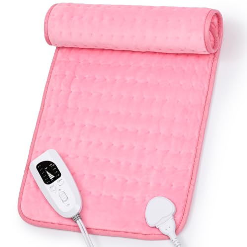 Image of Heating Pad,Electric Heating Pads,Heating Pad for Back,Pink,24x12 Inch | Heating Pads for Shoulder,Neck,Abdomen,Knee,Arms,Legs,Heat Pad for Birthday Father Mother Gift Women Men,6 Heat Settings