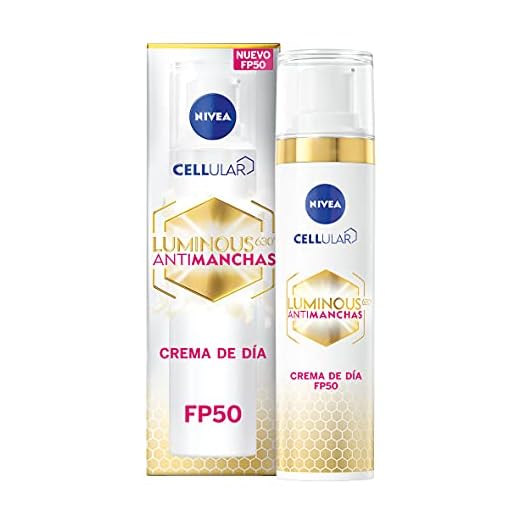 NIVEA Cellular LUMINOUS 630 Antimanchas Crema de Día FP50 Fluido Triple Protección (1 x 40 ml), crema iluminadora de cuidado facial, tratamiento antimanchas con FP50