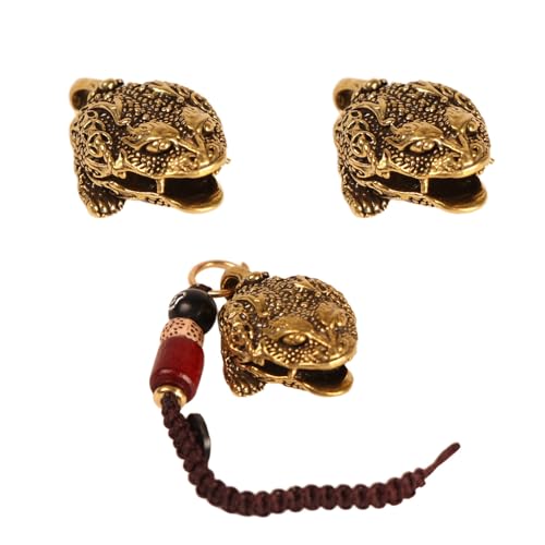 Set de 3 Figuras Decorativas Sapo Dorado de Latón miniatura 1