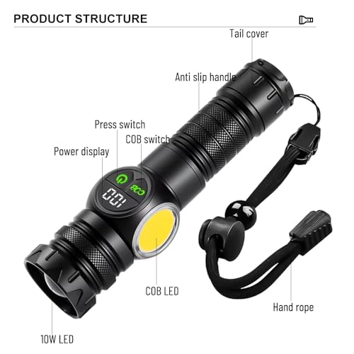Image of Sarjak 30W White Laser Lamp Most Powerful Rechargeable Torch Light Long Range | Waterproof Emergency LED Light | Camping, Outdoor, Home Use | USB Charging | Self Defense Flashlight