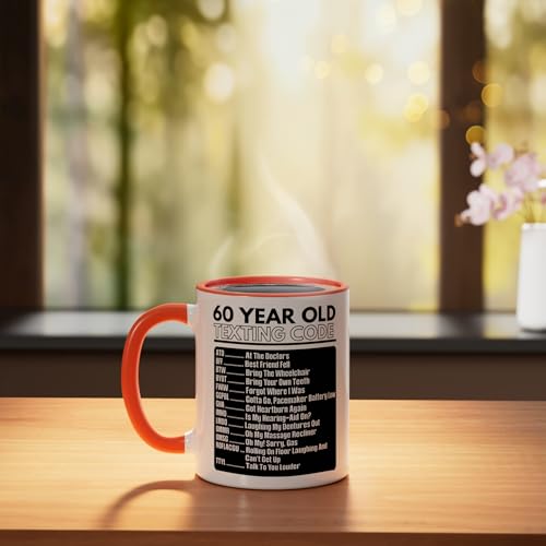 Mug cerámico cumpleaños 60 años 11 oz naranja y blanco miniatura 3